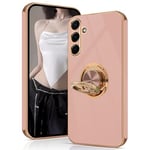 Tveinan for Samsung Galaxy A15 5G / 4G Case with 360° Rotation Ring Holder Stand, Slim Soft Shockproof Cover with Magnetic Car Holder for Samsung A15, Flexible TPU Phone Case for Galaxy A15 - Pink