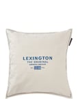 Lexington Home Logo Embroidered Linen/Cotton Pillow Cover Kräm