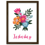 Funny Bathroom Wall Art Floral Let That Shit Go Toilet Sign Bathroom Yoga Room Decor Artwork Framed Wall Art Print A4