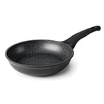 LACOR 24118 - Poêle Eco-pierre, anti-adhérente, triple couche, aluminium fondu, poignée ergonomique, convient pour induction et tout type de cuisines, Ø18 cm, Noir