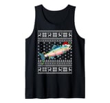 Ugly Sweater Xmas Lights Santa Rainbow Trout Fish Christmas Tank Top