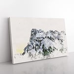 Big Box Art Mount Rushmore Memorial Watercolour Canvas Wall Art Print Ready to Hang Picture, 76 x 50 cm (30 x 20 Inch), White, Greige, Olive, Green, Black, Beige