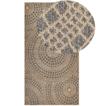 Tapis Beige et Gris en Jute 80 x 150 cm à Motif Circulaire Poil Ras Salon Ariba