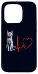 Coque pour iPhone 15 Pro Chat bleu russe Heartbeat EKG Funny Cats Lover