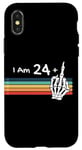 Coque pour iPhone X/XS Skull Vintage Sunset, I'm not 25, I am 24 plus Middle Finger