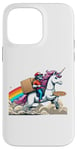 Coque pour iPhone 14 Pro Max Livreur de pizza chevauchant une licorne pour garçons, filles, femmes, enfants