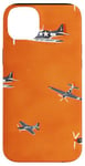 Coque pour iPhone 14 Plus Drapeau américain minimaliste orange tropical P-51 Mustang de la Seconde Guerre mondiale