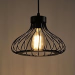 Lampe Suspension Industrielle E27 23cm Retro Plafonnier Lustre Luminaire Cafe Restaurant Noir 1PCS