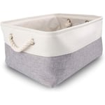 Mezheng - Boite de Rangement Tissu Grand, Panier Rangement rectangulaire Dressing avec poignée pour Jouets, Armoire (Pliable, Gris Blanc)