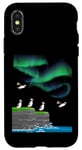 Coque pour iPhone X/XS Aurora Borealis lover Atlantique macareux mer falaise lumières polaires