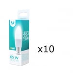 LED-lamppu E27, C37, 10W, 230V, 3000K, Keraaminen 10-pack, Lämmin valkoinen