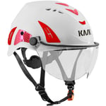 Casque de protection Superplasma hp Hi Viz avec visière - Couleur:blanc-rouge - Kask