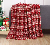 Valerian Couverture de Noël de Luxe en Velours Ultra Pelucheux | Douce, Chaude, Confortable | Jeté de lit/Couverture Polaire imprimée de Vacances - 127 x 152,4 cm, 127 x 152,4 cm, Double cerf