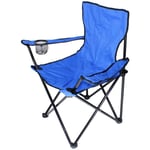 Chaise de camping pliante en acier 50 x 50 x 80 cm - Chaise portable et légère avec porte-gobelet - Sac de transport inclus - pour l'extérieur.bleu