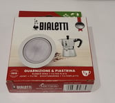 Bialetti 1/2 Half Cup Moka Pot Filter Plate & 1 Gasket/Rubber Ring - La Mokina