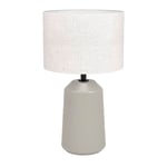 EGLO Lampe de table Capalbio, lumière de chevet avec abat-jour en tissu, luminaire à poser pour salon et chambre, céramique couleur sable et tissu blanc, douille E27