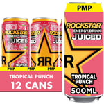 Rockstar Juiced Tropical Punch Energy Drink 12 x 500ml - Out of Date