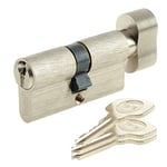 Yale YC500 plus Cylindre de Serrure à Bouton 30x30 mm, 5 Goupilles - Porte Extérieure, Porte intérieure, Porte d'Entrée - 3 Clés, Nickelé