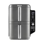 Ninja Double Stack XL Air Fryer, Vertical Dual Drawer AirFryer with 4 cooking levels, 2 Drawers and 2 Racks, Space Saving Design, 9.5L Capacity, 6 Cooking Functions, 8 Portions, Grey SL400UK
