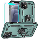 for iPhone 12 Case - iPhone 12 Pro Case: Screen Protector Military Grade Protective Cases with Ring for - iPhone 12 Dark Green