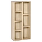 HOMCOM Bibliothèque Meuble de Rangement étagère Cube avec 7 Compartiments pour Salon, Chambre, Bureau - 50l x 24P x 106H cm, Bois Naturel