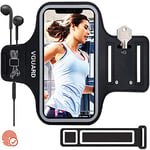 VGUARD Brassard de Sport, Universel Brassard Course de Ajustable avec Porte-clé Compatible avec iPhone, Samsung, Xiaomi et Les Autres Smartphones de Moins 6,5 Pouces, etc. - Noir