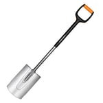 Fiskars Bêche à bord rond pour sol meuble et peu caillouteux, Longueur: 108 cm, Lame en Acier/Poignée en plastique renforcé de fibre de verre, Noir/Orange, Xact, Taille: M, 1003682