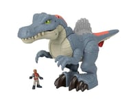 Imaginext Jurassic World Dinosaur Toy, Ultra Snap Spinosaurus with Lights Sounds and Chomping Action plus Figure for Preschool Play, HML41