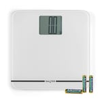 Salter Max Digital Bathroom Scale – Supersize LCD Display, 250 kg Capacity, Large Platform, Easy Read, Carpet Feet & Batteries Included, Kg/lbs, Instant Readings, Weight Measurements, White