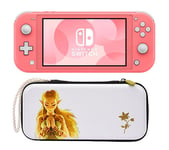 Nintendo Switch Lite & Princess Zelda Slim Travel Pro Nintendo Switch Case Bundle - Coral, Pink