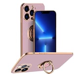 Rdyi6ba8 Coque pour iPhone 13 Pro Max Coque, étui de Silicone Souple avec 360° Placage Anneau Support, Antichoc TPU Housse pour iPhone 13 Pro Max - Violette