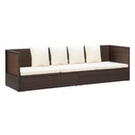 Chaise longue de jardin en résine tressée - Vidaxl - Brun - 200 x 60 x 58 cm - Coussins inclus