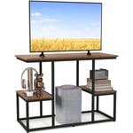 COSTWAY Console Meuble 3 Étagères, Meuble TV pour Télé 50", Console TV pour Salon, Chambre, Entrée, Marron Rustique, 108 x 40 x 65 cm