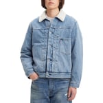 Blouson en jean Levi's® en coton bleu stone à manches longues et col sherpa