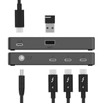 SABRENT Hub Thunderbolt 4 avec Charge de 60 W pour Ordinateurs Portables, Prend en Charge 2 moniteurs 4K à 60 Hz ou 1 Moniteur 4K à 144 Hz + 1 Mon. 5K/6K/8K à 60 Hz (DSC), câble TB4 de 15,7" Inclus