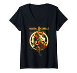 Mortal Kombat 11 Scorpion Flames T-Shirt avec Col en V