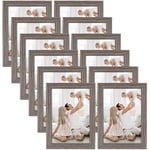 Giftgarden Cadre Photo Rustiques 13x18 cm Lot de 12, Cadres Photo Gris avec Texture Grain de Bois pour Salon, Chambre Bureau et Salle de Séjour