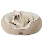 Bedsure Small Dog Bed Washable - Large Cat Beds for Indoor Cats and Puppy, Round Dog Bed Sofa for Medium Dogs with Slip-Resistant Bottom, camel, 76x61x20cm