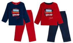 Fireman Sam Fleece Pyjamas Lift Up Fire Engine Badge Boys Kids Lounge Set Pjs