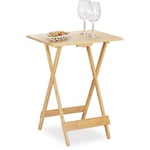 Table pliante, bambou, pour salon, balcon et terrasse, HxLxP: 63,5 x 48 x 38 cm, appoint, pliable, nature - Relaxdays