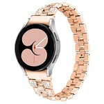 Miimall Metal Strap for Samsung Galaxy Watch 7 FE 6 5 40m 44mm /6 Classic 43mm 47mm/5 Pro 45mm/4 Classic 42mm 46mm, Bling Rhinestone Zinc Alloy for Women Girls Adjustable Replacement Band, Rose Gold