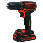 Perceuse-Visseuse sans-fil 18V BLACK+DECKER (Livrée avec 1 batterie 1,5 Ah + chargeur + coffret) - BDCDC18-QW