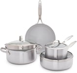 GreenPan Venice Pro Pots and Pans Set Non Stick, 7 Piece Tri-Ply Stainless St...