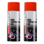 2X Promatic Red High Temperature Spray Paint Aerosol Auto Multi Purpose 400ml