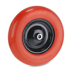 relaxdays Roue de brouette PU 4.80 4.00-8, Pneu en Caoutchouc Plein avec Jante en Acier, increvable, Rouge/Noir