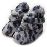 Baby Leopard Print Plush Soft Sole Fluffy Flock Boots H 13-18m