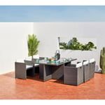 Salon de jardin encastrable - 6 personnes - MIAMI - Concept Usine - résine tressé poly rotin - contemporain - Gris/Blanc