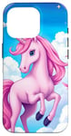 iPhone 16 Pro Pink Unicorn with Clouds and a Bright Rainbow Case