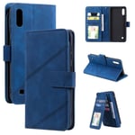 Pour Samsung Galaxy A10 Housse de protection portefeuille avec neuf emplacements pour cartes - Bleu