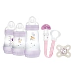 MAM, Set pour nouveau-né, set cadeau, comprend : 2 biberons anti-coliques de 160 ml, 1 biberon anti-colique de 260 ml, 1 tétine originale Start, 1 broche pour sucette, dès la naissance, rose